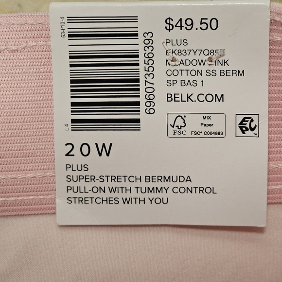 Kim Rogers Womens Pink Cotton Stretch Pull-on Bermuda Shorts 20W - Picture 5 of 7